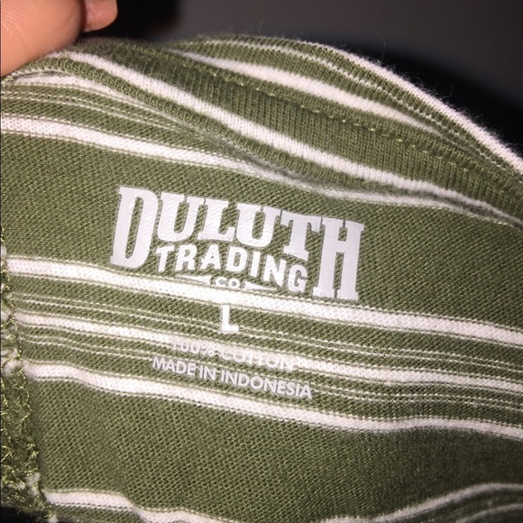 Duluth size large army green and white striped long sleeve tunic casual layers - Picture 4 of 6